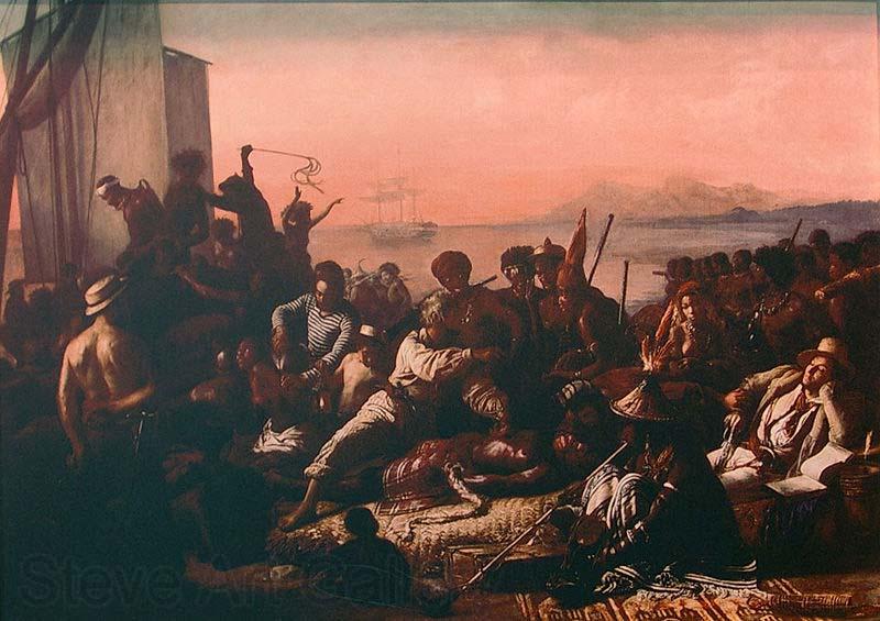 Francois-Auguste Biard The Slave Trade. Norge oil painting art